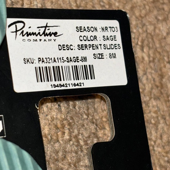 Primitive x Naruto Serpent Slides Sage Green‎ Anime Mens Size 8 - Picture 6 of 7